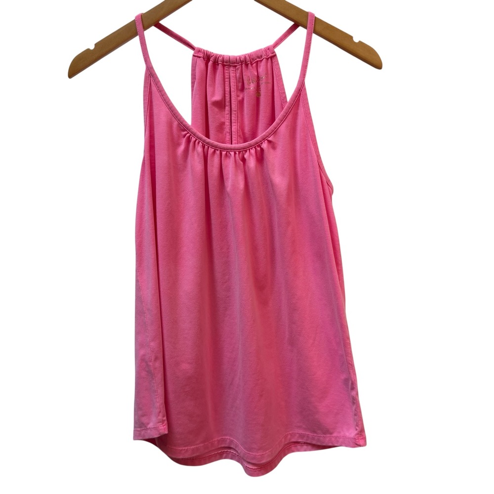 Lilly Pulitzer Women Small Pink‎ Halter Neck Keyhole Back Tank Top Preppy Summer
